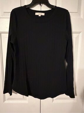 LOFT Black Long Sleeve Crewneck Tee
